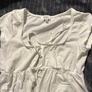 Cream Tie Front Blouse with Long Sleeves